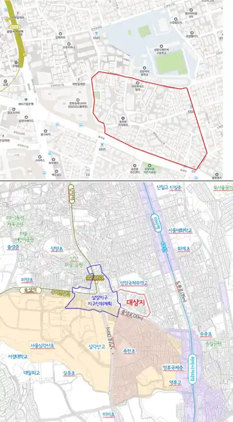 (강북구) 미아동 345-1일대 재개발 위치도 (출처 서울시)