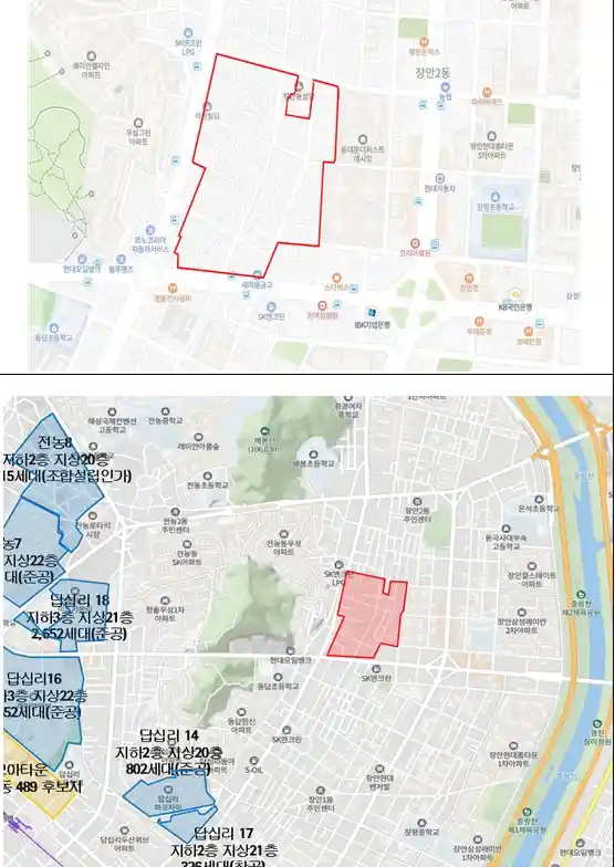 (동대문구) 장안동 134-15일대 재개발 위치도 (출처 서울시)