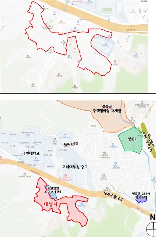 (성북구) 정릉동 898-16일대 재개발 위치도 (출처 서울시)