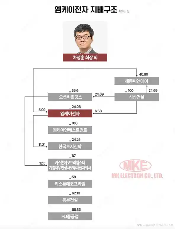 엠케이전자 동부건설 HJ중공업 한국토지신탁 지배구조