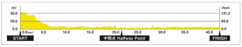 도쿄마라톤 코스 고저도(TOKYO MARATHON ELEVATION PROFILE)