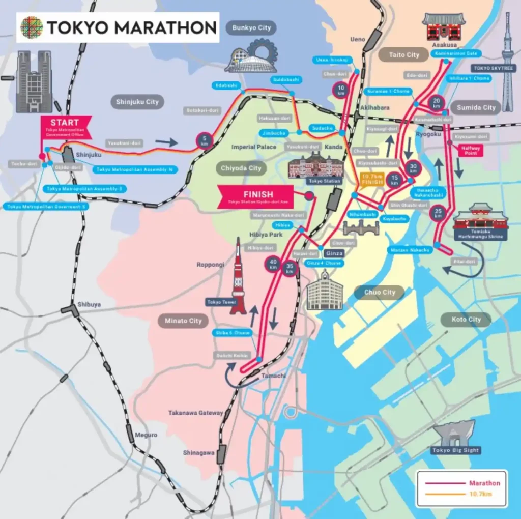 도쿄마라톤 코스 맵(TOKYO MARATHON COURSE MAP)