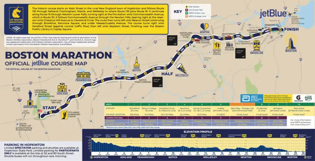 보스턴 마라톤 코스 맵(BOSTON MARATHON COURSE MAP)